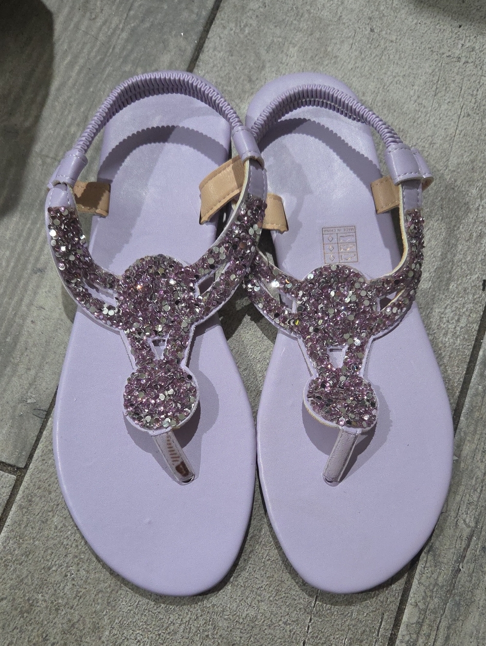 Source Unknown Lilac Glitter T-Strap Women's Sandals
